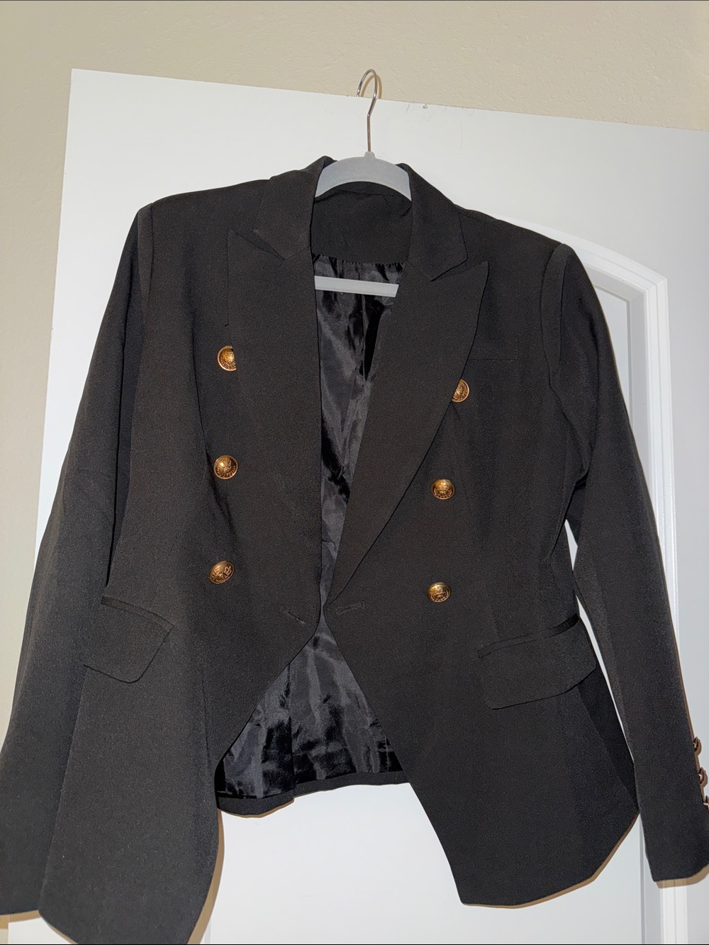 Amazon Black Double-Breasted Blazer with Gold Buttons